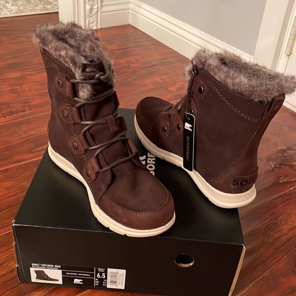 Sorel joan leather waterproof boot with faux fur collar EVA footbed size 6,5 new - Picture 8 of 14